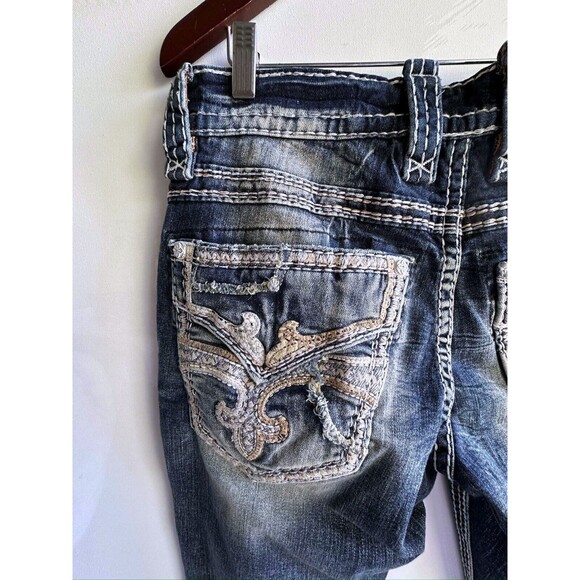 NWOT ROCK REVIVAL MEN'S JEANS 36 Garrick Slim Straight Stretch DESTROYED - Picture 14 of 16